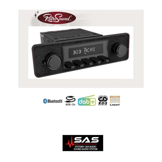 Radio Retro Sound Black MOTOR-1DAB-1 wyposażony jest w odtwarzanie audio A2DP Bluetooth oraz zestaw głośnomówiący Bluetooth.